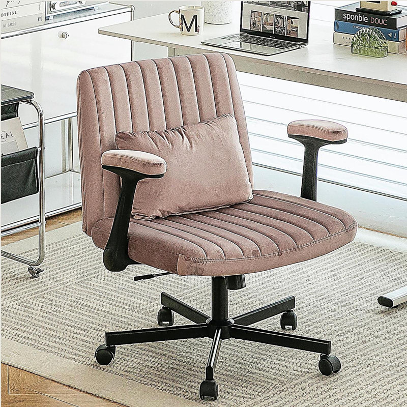 Modern Armrest Office Chair, Computer Desk Chair with Wheels, Pink