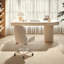 Bureau crème à demi-cercle droit, 3 tiroirs-338930579-338930578