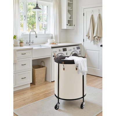 Panier à linge sur roulettes 170L avec roulettes - Grand panier à linge pliable en toile avec cadre en métal