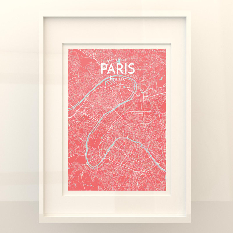 Paris City Map in Maritime 1 Piece Wall Art, 24cm H x 18cm W x 0.05cm D