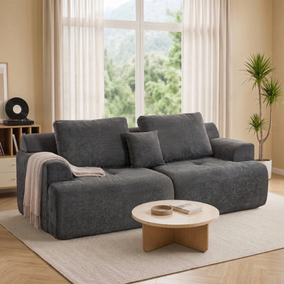 91”Wide Boneless Modular Sofa With Throw Pillows