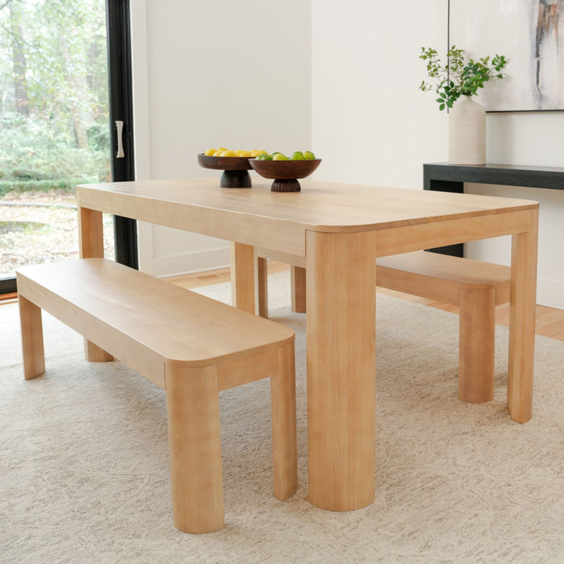  Bergeman Solid Wood Dining Table, Blonde, 30" H x 35.75" W x 72" L