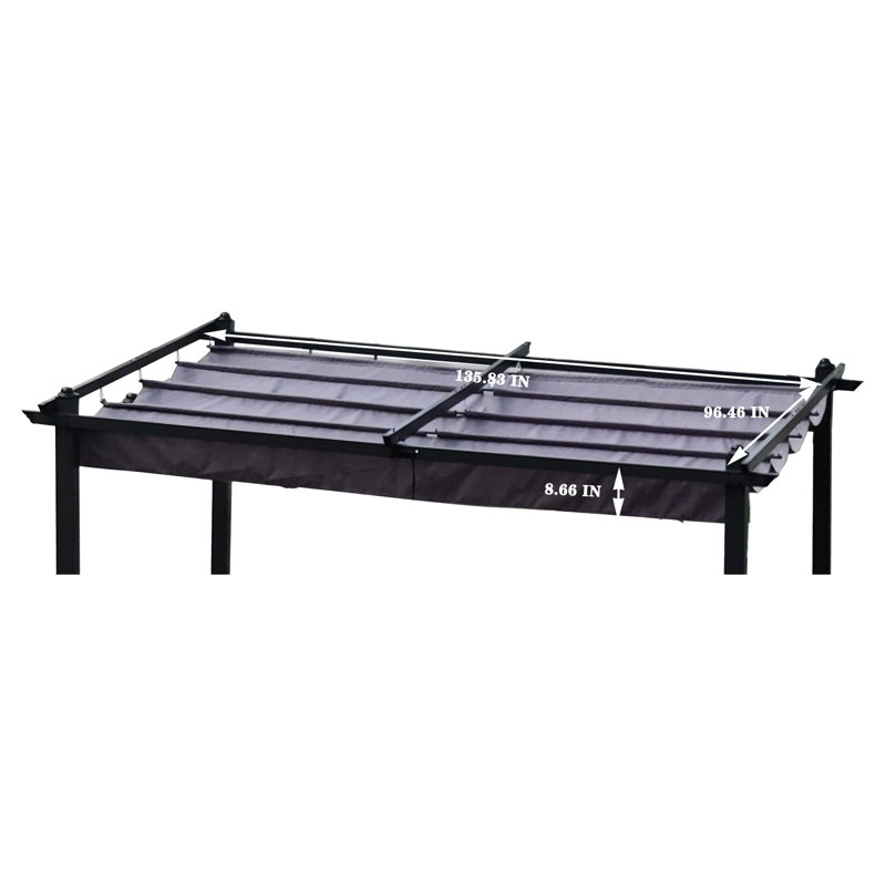 Auvent de remplacement pour pergola 13 x 10 pi - Gris, facile à installer, pour l'extérieur, hydrofuge, protégé