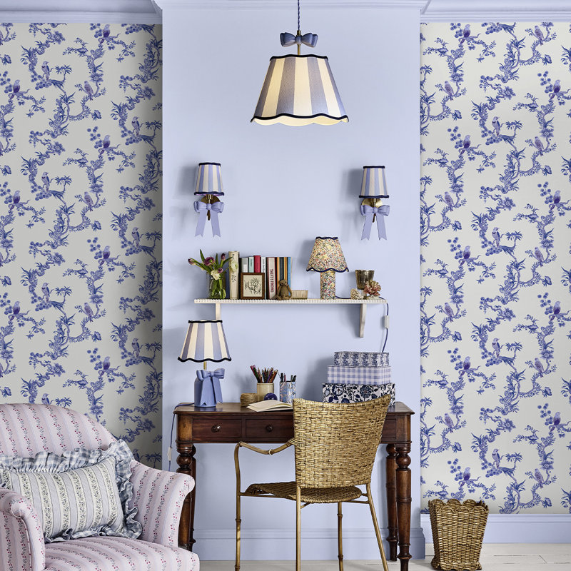 Cath Kidston Birds & Berries Navy Wallpaper, Blue