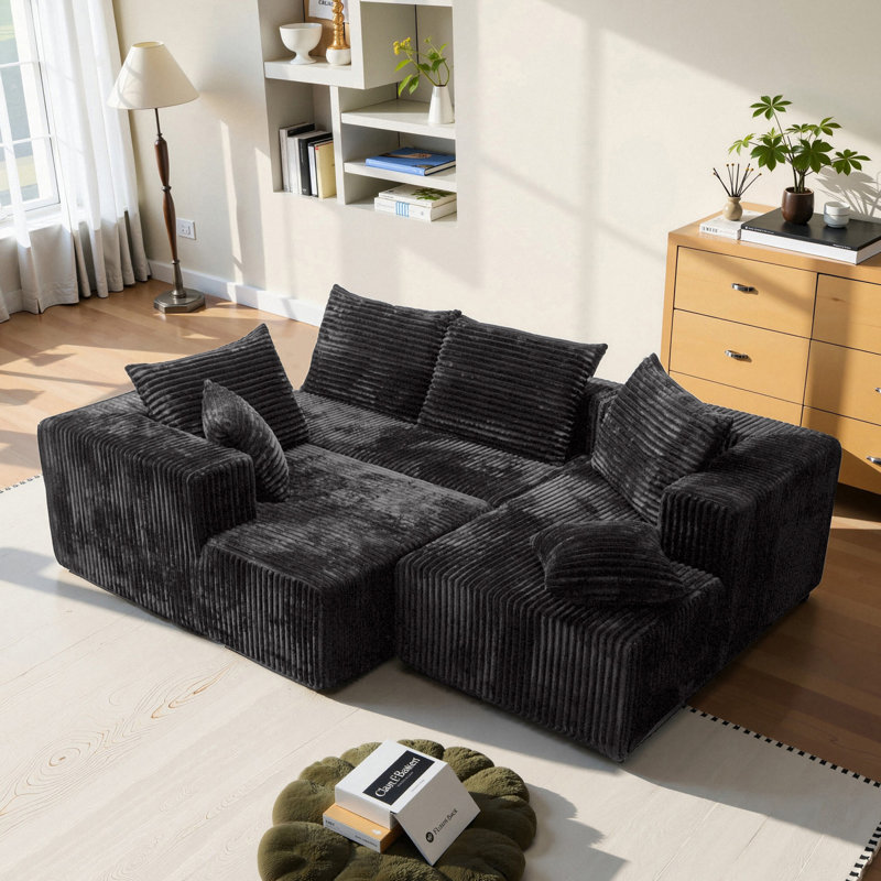 U-Shaped Modular Compression Sofa, Gray