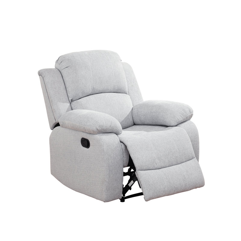 Fauteuil recling manuel en lin gris clair, Microfibre / microsuède gris