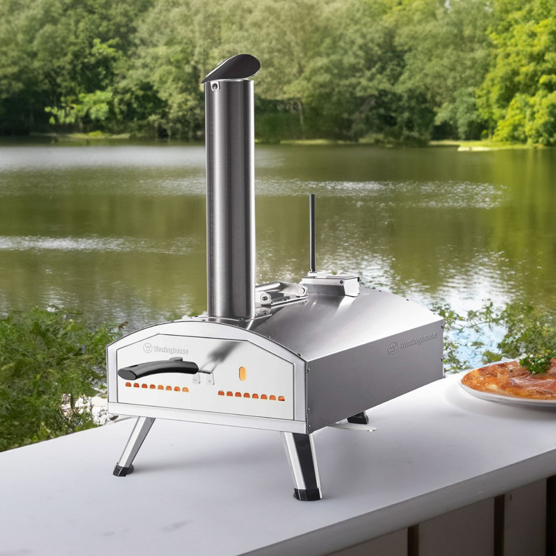 12" Stainless Steel Dual Fuel Outdoor Pizza Oven with Rotating Stone