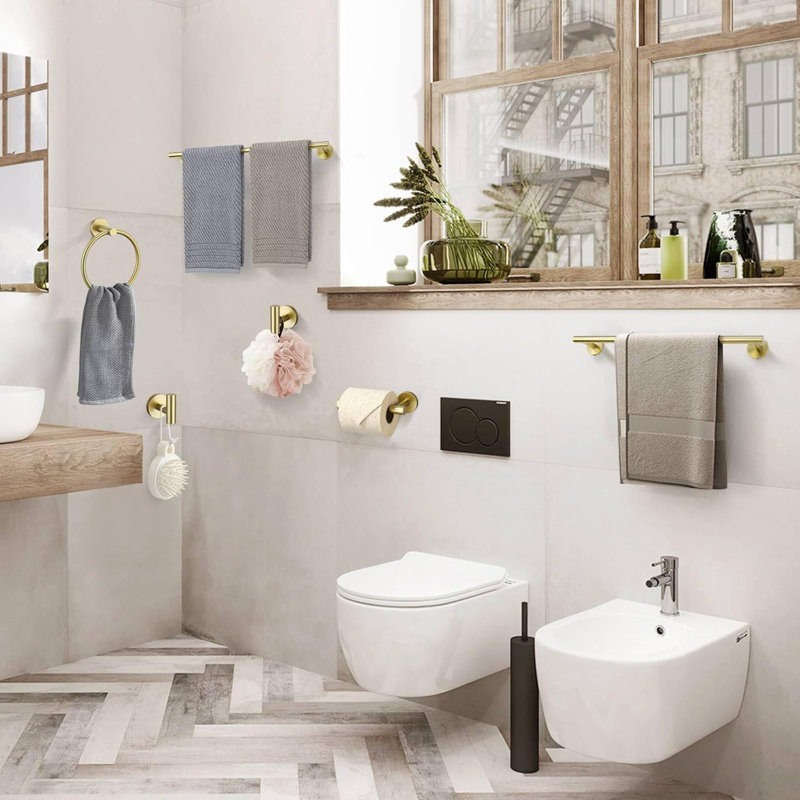 Brushed Gold Towel Bar Set 10 Pieces Bathroom Hardware Accessories Set