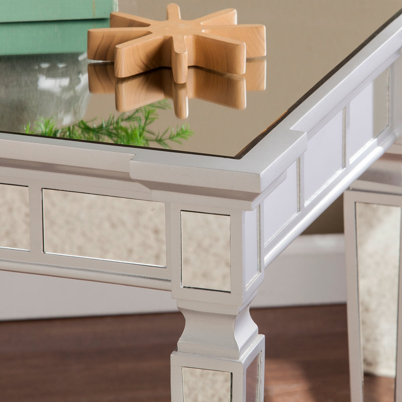Table de bout carrée en miroir Glenview Glam - Argent mat