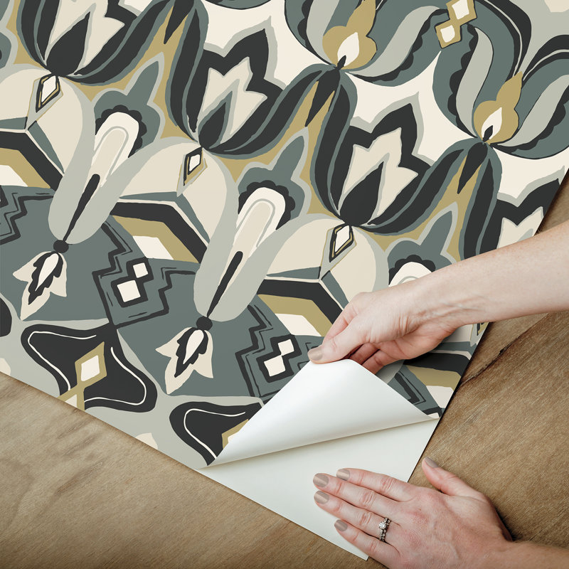 Evalei Peel & Stick Ikat Roll, Black