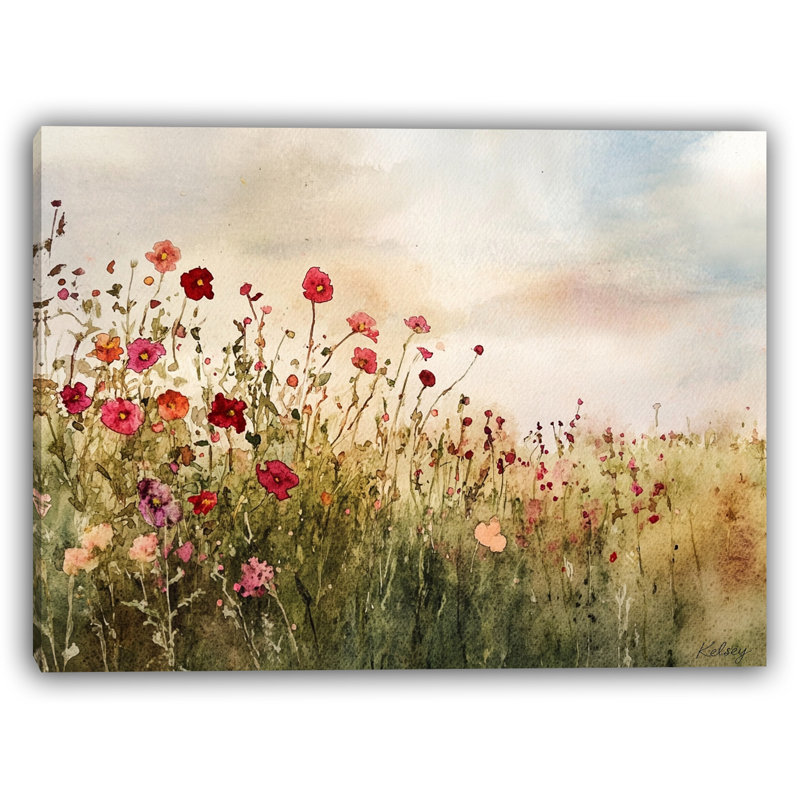 Coucher de soleil sur fond de coquelicots