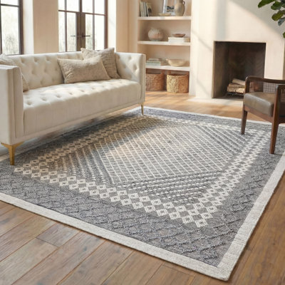 Tapis bleu marine / crème en laine / coton tissé à la main Segrest Natura