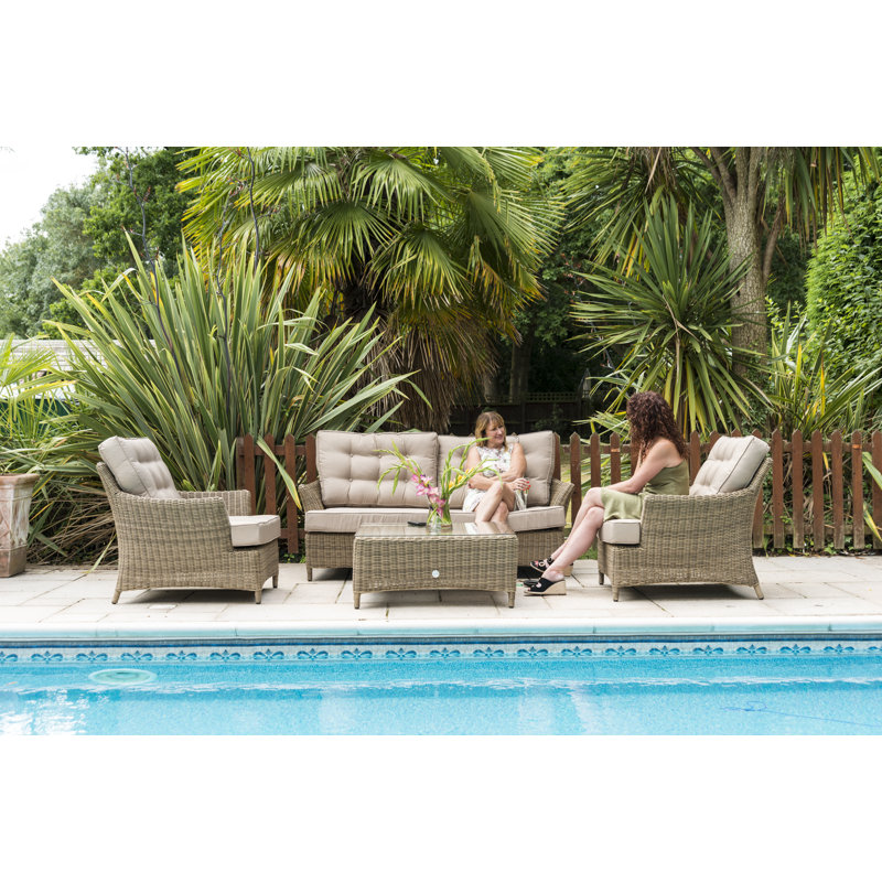 Raeburn 4 Seater Rattan Sofa Set, Grey, Grey