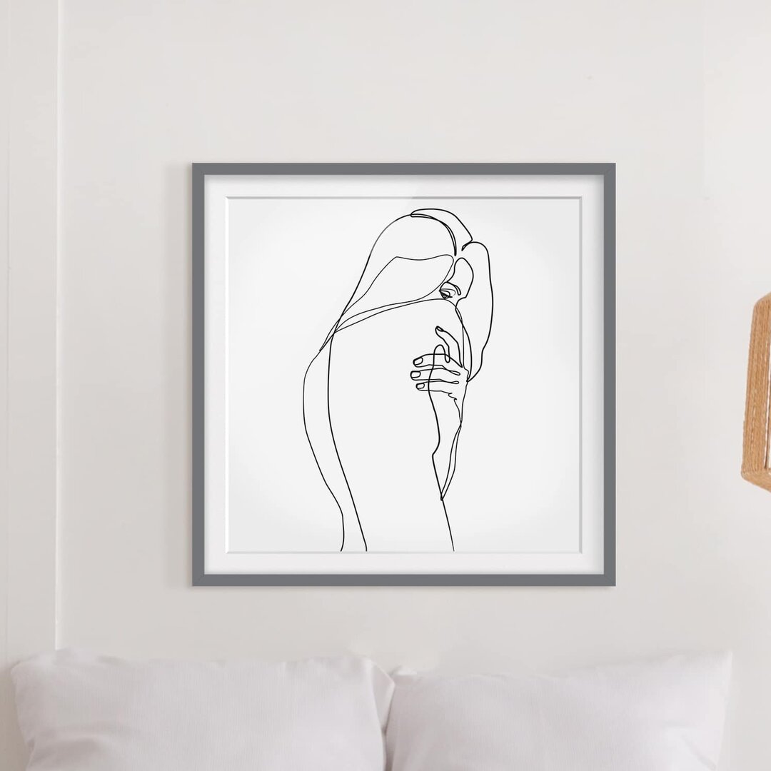 Gerahmtes Poster Line Art Female Nude Shoulder