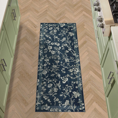 Laura Ashley Aria Border Machine Washable Imagine Printed Chenille Rugs 1-Piece