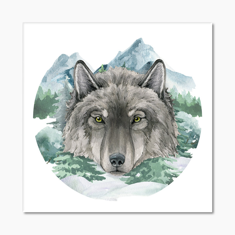 Portrait d'un loup II - impression d'art mural sur toile de campagne, H 30 po x l 30 po x P 1 po, Toile tendue