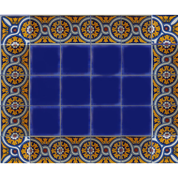 4.2" x 4.2" 9pcs TalaMex Chain Talavera Mexican Tile