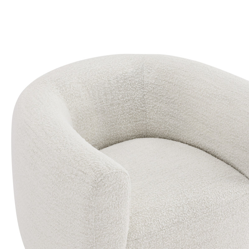 Becki Owens for Joss & Main Upholstered Swivel Barrel Chair, Merino Pearl Performance Boucle