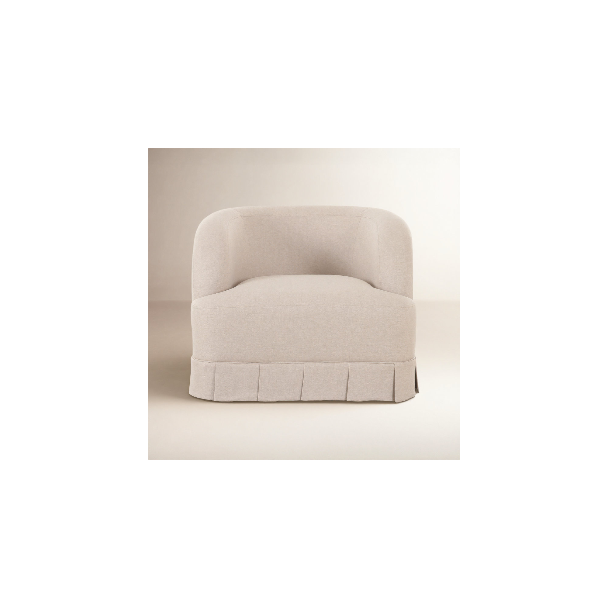 Milo Swivel Chair, Beige Polyester