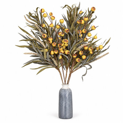 36 po Tige de pavot artificielle avec de l'herbe séchée, branches de fausses feuilles d'automne pour un décor de maison de campagne
