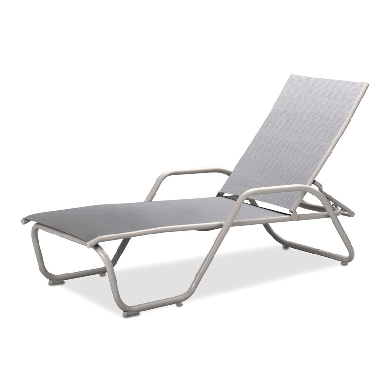 Outdoor Rust-Resistant Metal Chaise Lounge, Textured Snow, Abalone