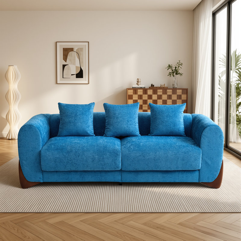 Canapé rembourré 85,5 po Chenille, Bleu