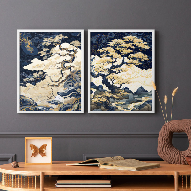 «LANDSCAPES Series CLVI», reproduction encadrée de qualité supérieure - prête à être accrochée - aucun clou requis - aucun clou requis