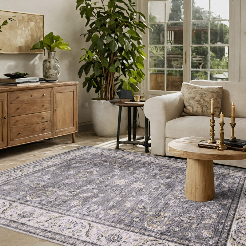 Tapis oriental lavable à la machine, Rectangle 4 pi 11 po x 8 pi