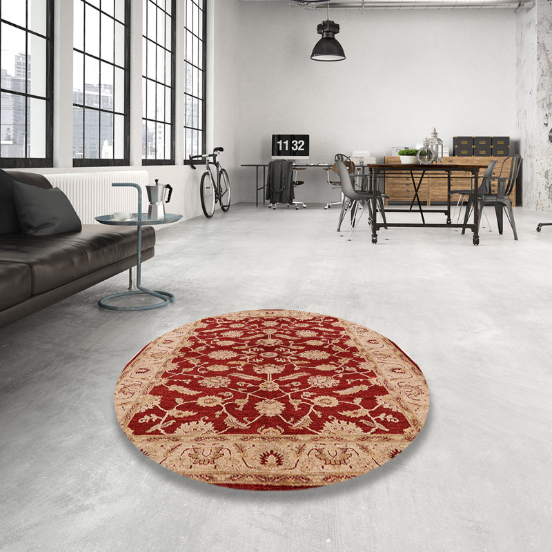 Tapis oriental rouge / beige Heathcliff, Rond 7 pi