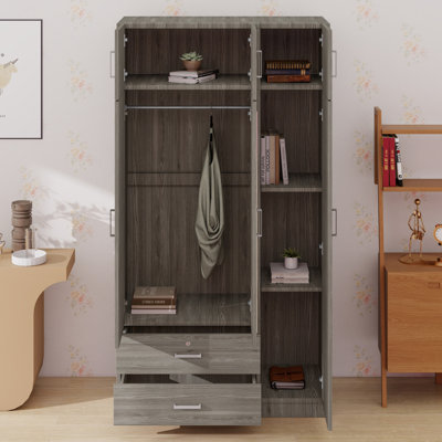 Three Door Mirrored Wardrobe Featuring Two Drawers 