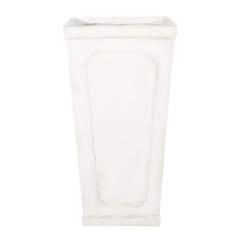 Planter - Magnesium Oxide In Antique White For Outdoor Areas. 16" Depth X Width 30.5" Height, 26.81 Lb Landscaping. 16 In. Depth, Width, 30.5 Lb. Weight