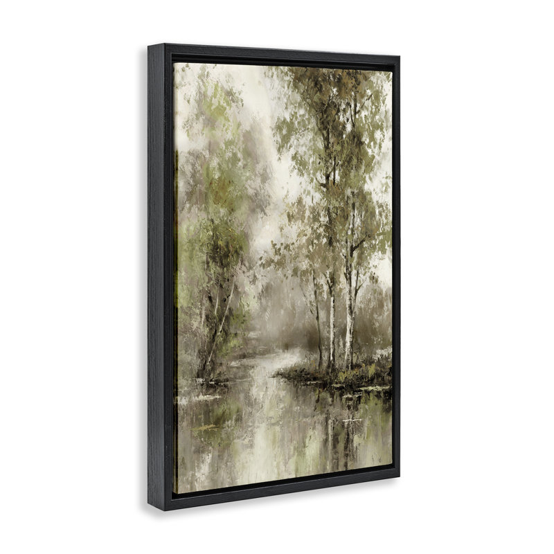 Cadre flottant Impressionist Spring Forest, design par T.C. Chiu, Cadre flottant noir de jais, H 25 po x l 17 po