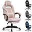 Fauteuil de jeu pivotant à 360 ° à hauteur réglable avec repose-pieds rétractable et fauteuil ergonomique en cuir polyuréthane à haut dossier avec appui-tête pour le bureau-15077856