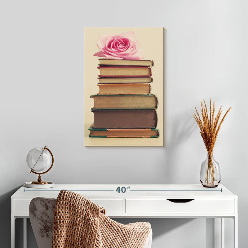 Kerner Rose sur les livres, H 24 po x l 16 po