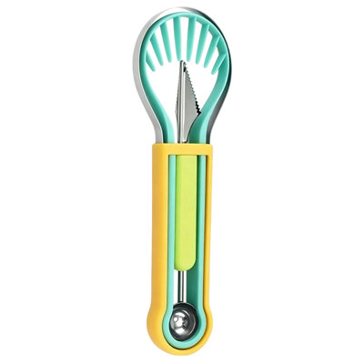 A Spade Fruit Smoothiess Stainless Steel Watermelon Scoopss Ball-shaped Tool Double-headed Fruit And Vegetable Carving Set Three-in-one