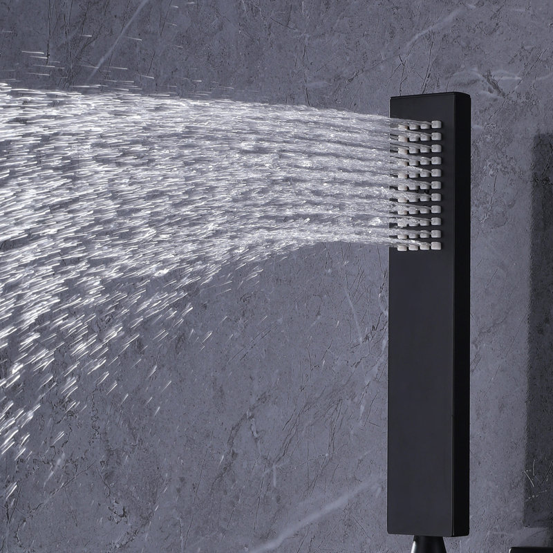 Système de douche thermostatique, Noir mat