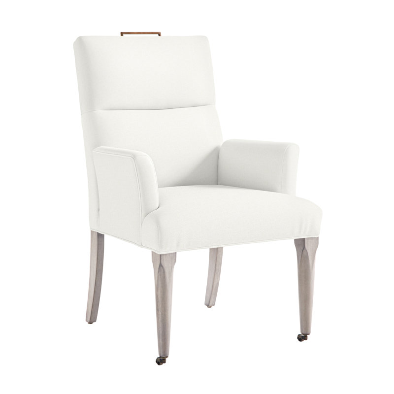 Thom Filicia Home Fabric Tight Back Arm Chair with Wheel, Dove Gray, Kempsey Sheepskin