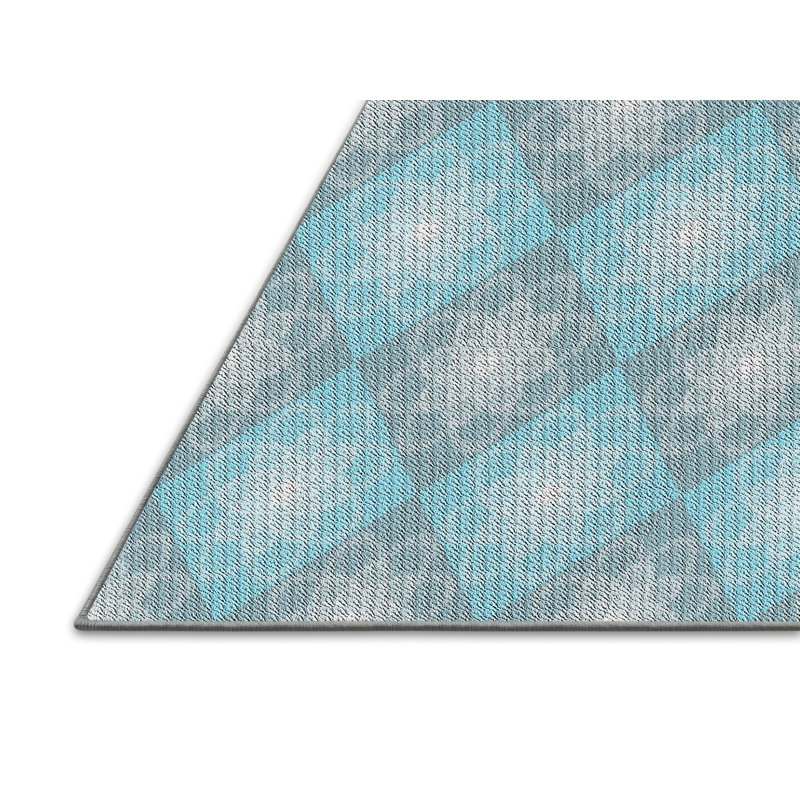 Tapis gris/bleu à motifs, Rectangle 4 pi x 6 pi