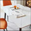 Grande table de salle à manger rectangulaire en pierre avec base en métal robuste pour cuisine moderne, 1,6 m-1425198750