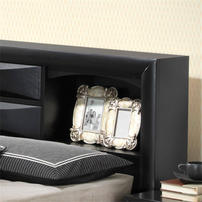Très grand lit de rangement contemporain noir élégant