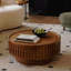 Table basse ronde de 31,3 po, table de bout ronde en treillis, table d'appoint Boho avec fonction de rangement rabattable, option de rangement caché, pour le salon, la chambre à coucher, noyer-130192489
