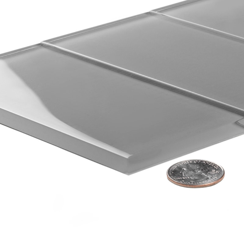 3'' x 12'' Glass Subway Wall Tile, Gray