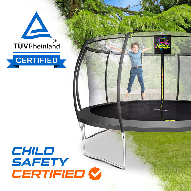 Charcoal 15' Round Outdoor Trampoline with Safety Enclosure