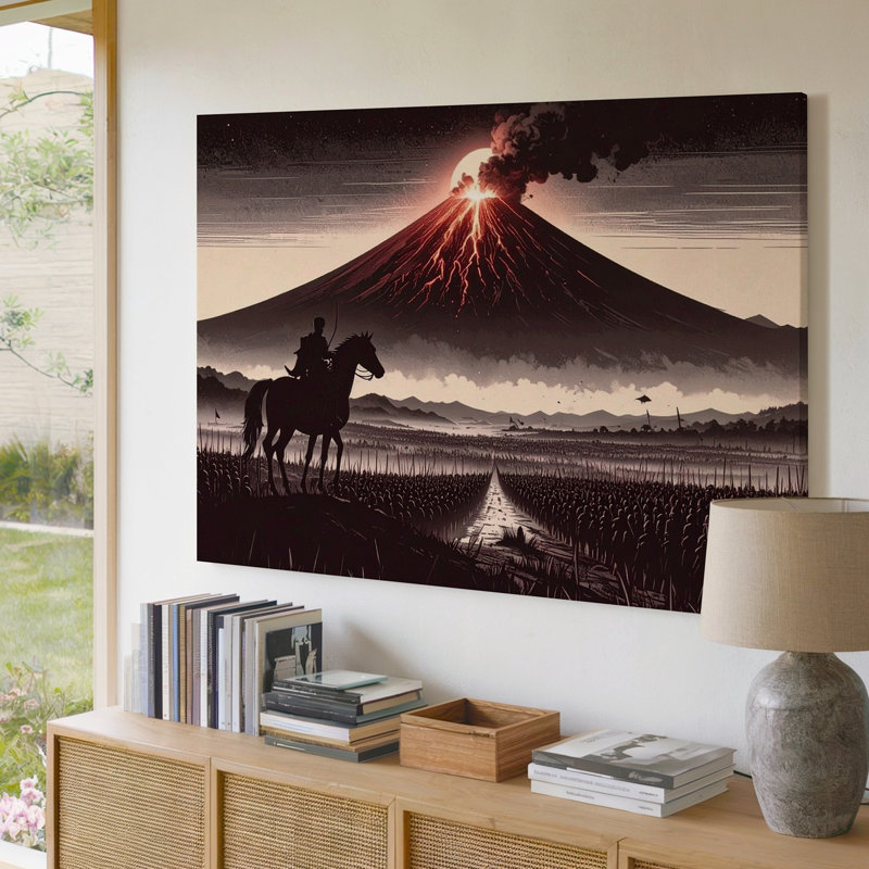 Toile apocalyptique «Cavalier et monochrome», art mural, H 9 po x l 12 po