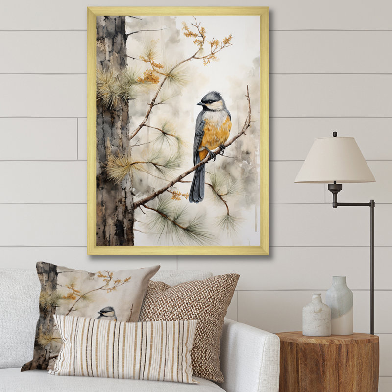 Forêt, gardiens du minimalisme I - animaux, impressions d'art mural, H 32 po x l 24 po x P 1 po, Encadrement doré