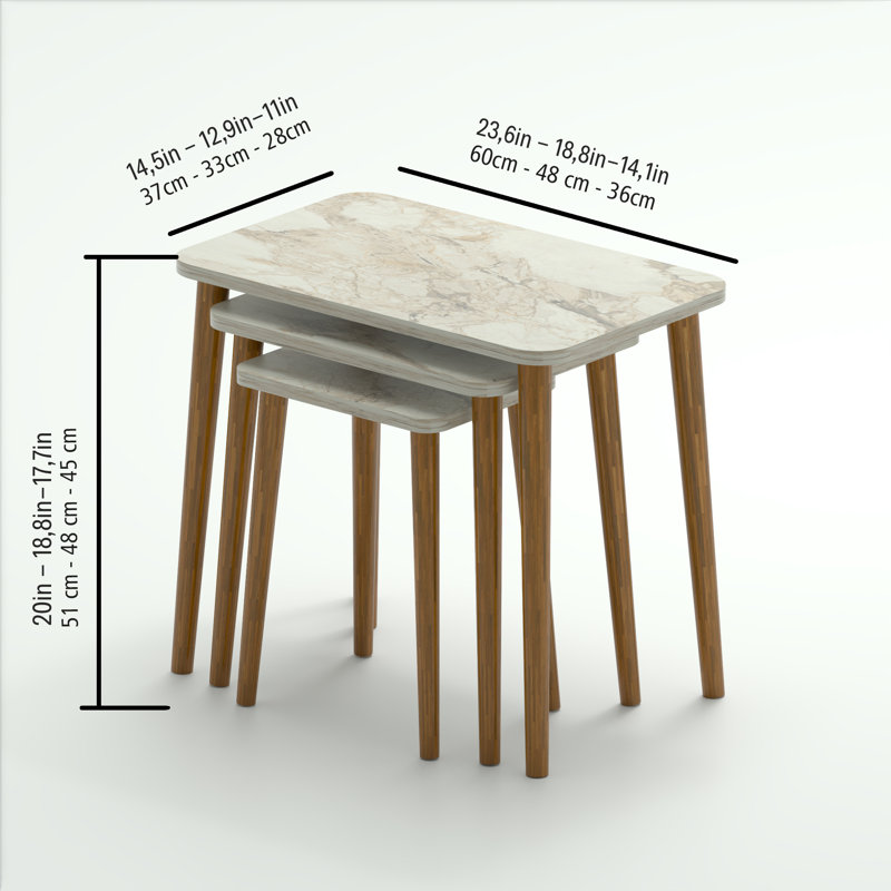 Nyda Nesting Tables, White Marble