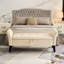 Siège d'organisation en velours beige avec rangement 51,5 po - Banc pratique et élégant-1555372539