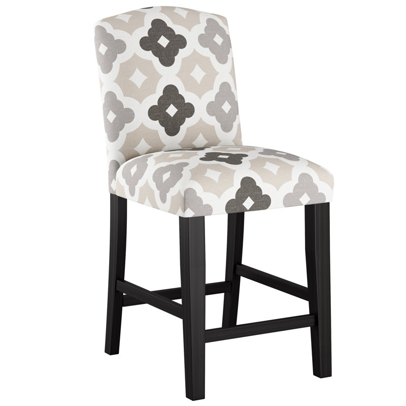 Tabouret de bar et de comptoir April, Tabouret de comptoir (siège d'une hauteur de 26 p, Taupe, Bois noir