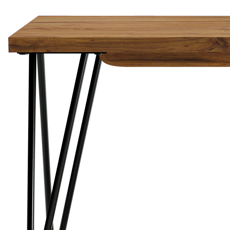 Natural Mango Wood Bench with Black Metal Hairpin Legs
