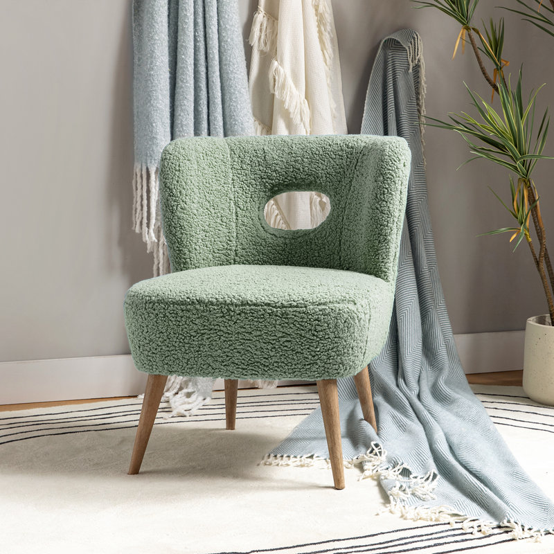 Chaise d'appoint rembourrée en bois Corinne, Velours sauge